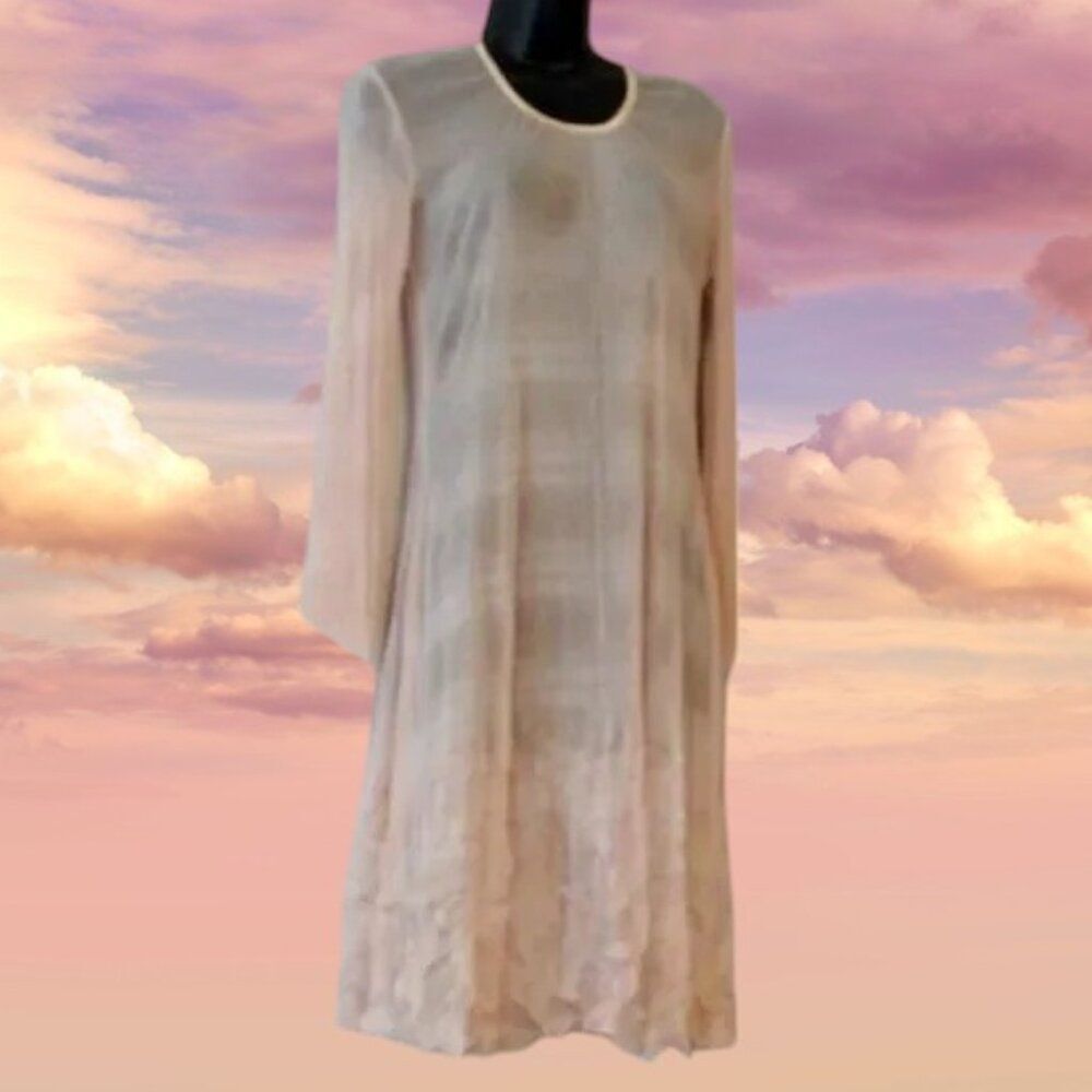 Ethereal See Thru Baby Pink Slip Dress with Ruffled Hem Size XLarge